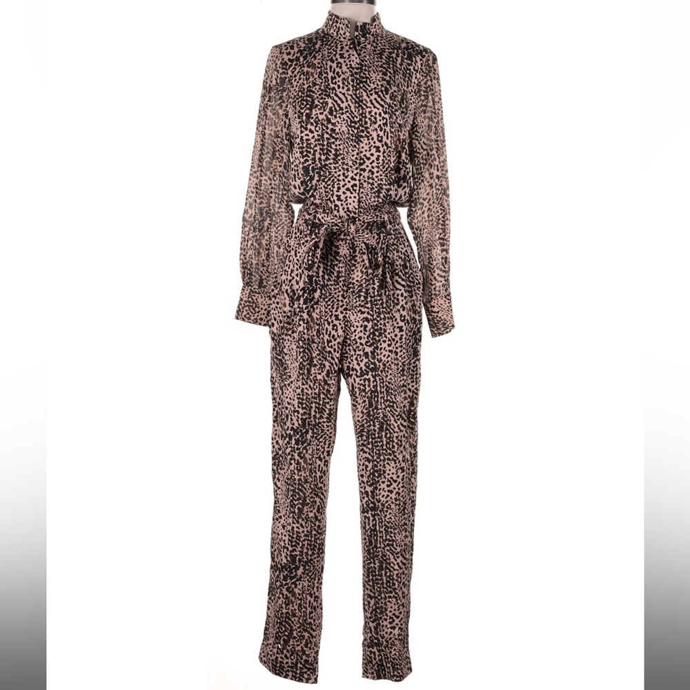 Reiss Leona Leopard Print Jumpsuit NWT Size 4 Wide Leg Animal Print - Picture 2 of 4